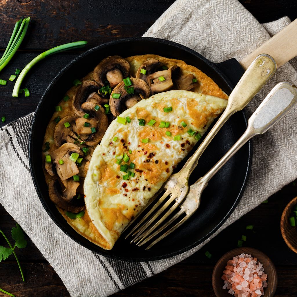 Omelette aux champignons & oignons